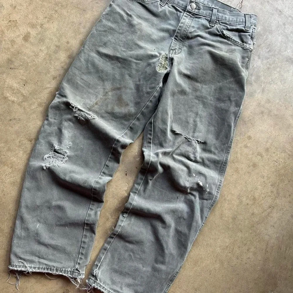 vintage 90s green dickie carpenter distressed faded pants